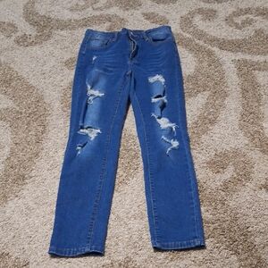 Distressed Blue Jeans